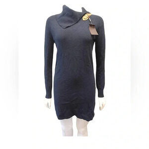 Paulmark Lambs  Wool Blue Turtleneck Sweater Dress Size Medium